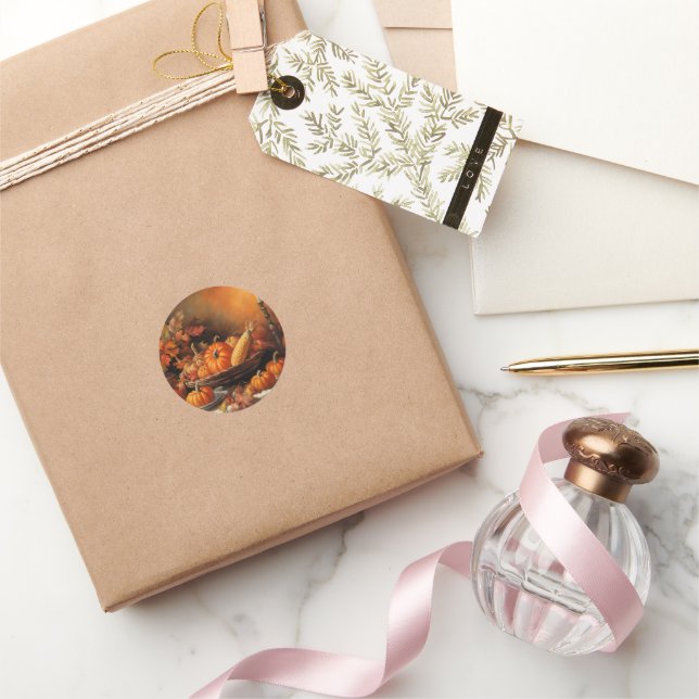 Colourful Autumn Pumpkins Classic Round Sticker (Gifting)