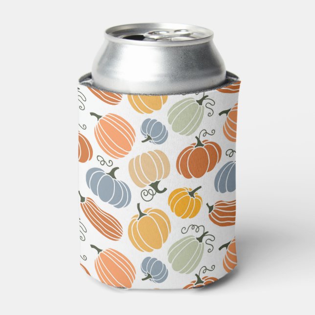 Colourful Autumn Pumpkins Pattern Can Cooler (Can Front)