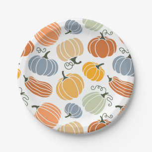 Colourful Autumn Pumpkins Pattern Paper Plate