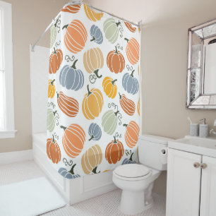Colourful Autumn Pumpkins Pattern Shower Curtain