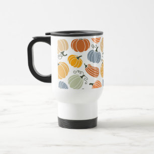 Colourful Autumn Pumpkins Pattern Travel Mug