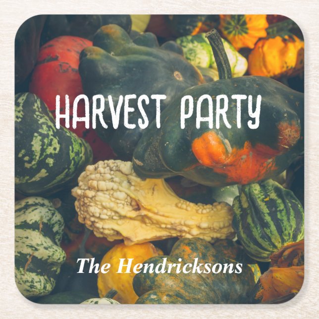  Colourful autumn squash and pumpkins Square Paper Coaster (Front)