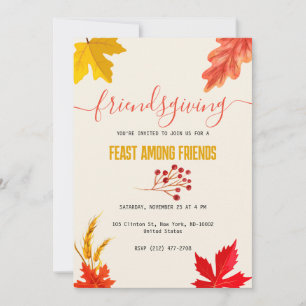 Colourful Autumn Thanksgiving Feast Invitation