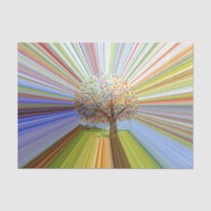Colourful Autumn Tree Rainbow Striped Tissue Paper