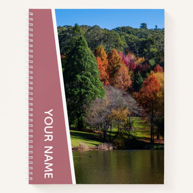 Colourful Autumn Trees, Botanical Rose Gold Notebook (Front)
