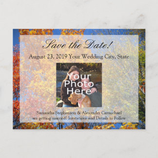Colourful Autumn Trees Save the Date Announcement Postcard