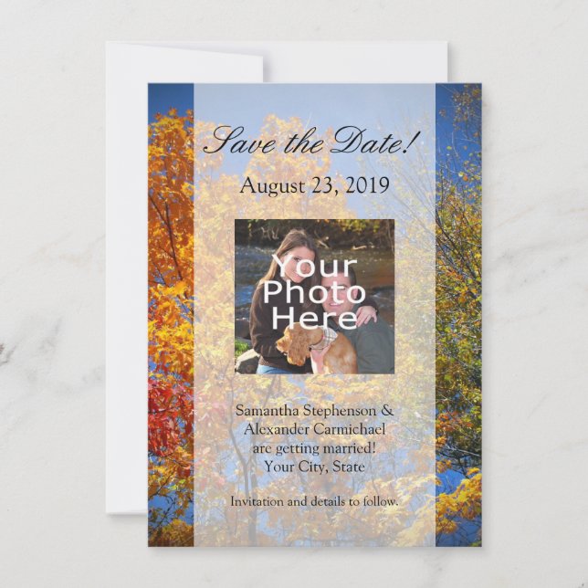 Colourful Autumn Trees Save the Date Invitation (Front)