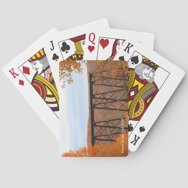 Colourful Autumn View of Kinzua Bridge Skywalk Playing Cards (Back)