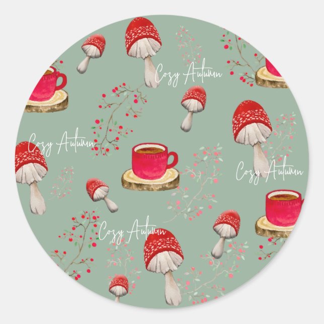 Colourful autumn watercolor pattern classic round sticker (Front)