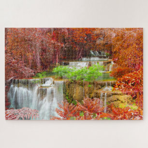 Colourful Autumn Waterfall Landscape Travel Nature Jigsaw Puzzle