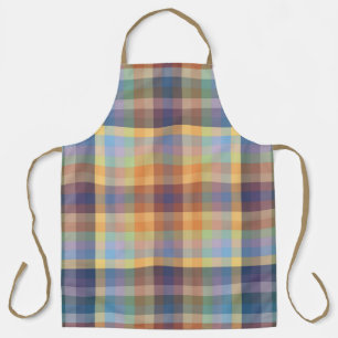 Colourful Autumn Winter Coloured Chequered Pattern Apron