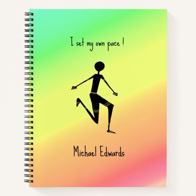 Colourful, Awesome Silhouette Athlete  Notebook (Front)