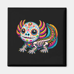 Colourful Axolotl Día De Muertos Sugar Skull Day O Magnet