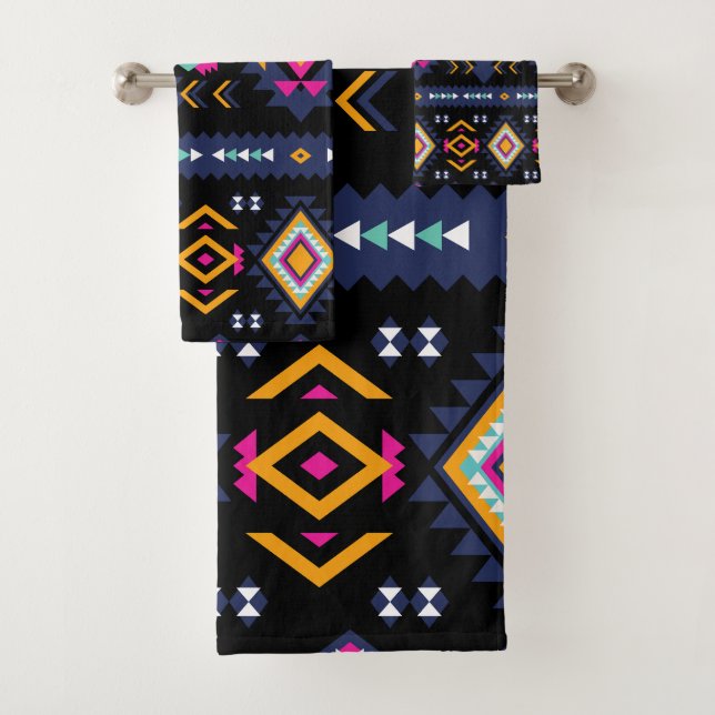 Colourful Aztec Bath Towel Set (Insitu)