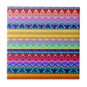 Colourful Aztec Design Ceramic Tile