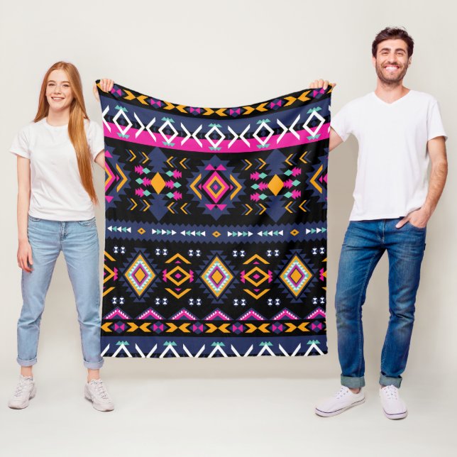 Colourful Aztec Fleece Blanket (In Situ)