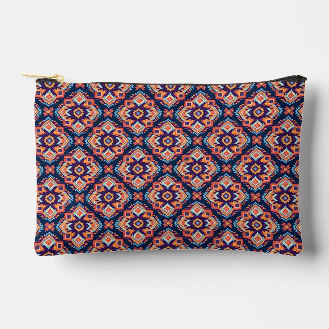 Colourful Aztec Geometric Pattern Accessory Pouch (Front)
