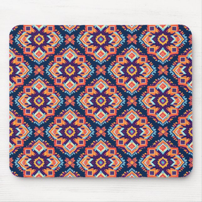 Colourful Aztec Geometric Pattern Mouse Pad (Front)