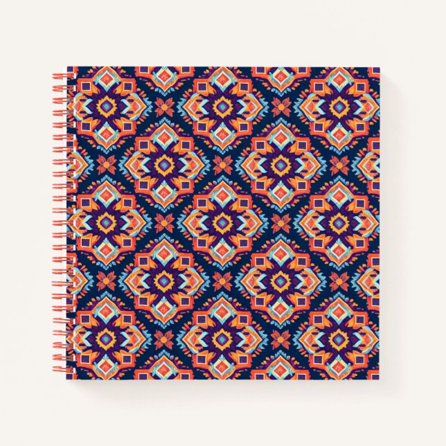 Colourful Aztec Geometric Pattern Notebook (Front)