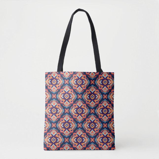 Colourful Aztec Geometric Pattern Tote Bag (Front)