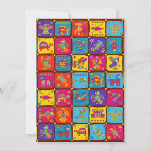 Colourful Aztec Mexican Animals 1 Holiday Card