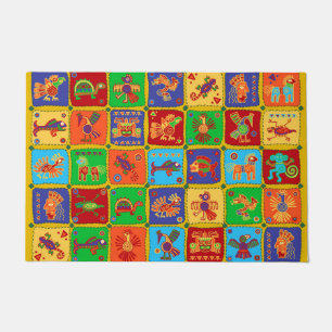 Colourful Aztec Mexican Animals Doormat