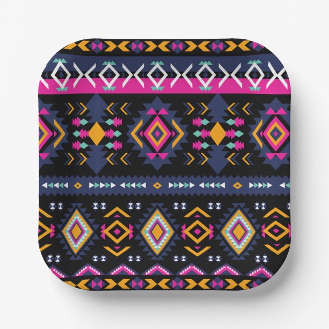 Colourful Aztec Paper Plate (Front)