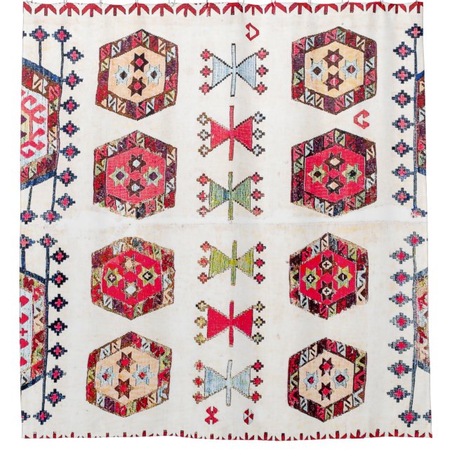 Colourful Aztec Pattern Accent Shower Curtain (Front)