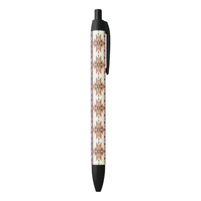 Colourful aztec pattern black ink pen (Bottom (Vertical))