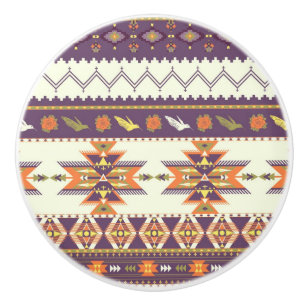 Colourful aztec pattern ceramic knob