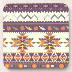 Colourful aztec pattern coaster