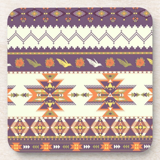 Colourful aztec pattern coaster (Front)