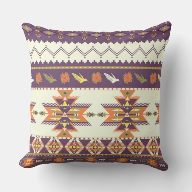 Colourful aztec pattern cushion (Front)