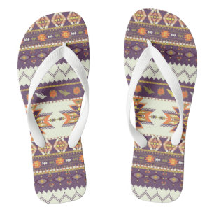 Colourful aztec pattern thongs