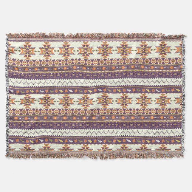 Colourful aztec pattern throw blanket (Front)