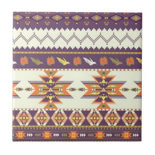 Colourful aztec pattern tile