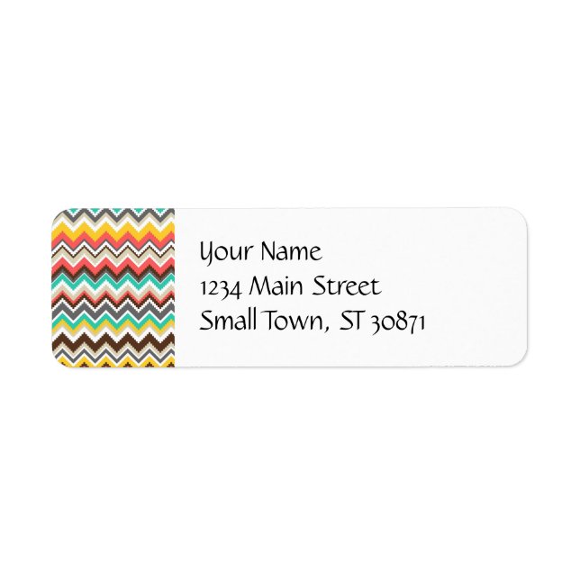 Colourful Aztec Tribal Chevron ZigZag Stripes Prin Return Address Label (Front)