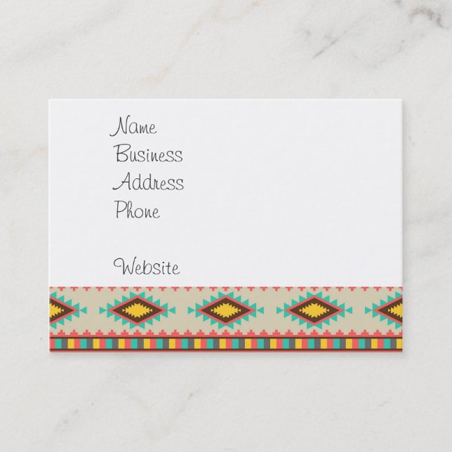 Colourful Aztec Tribal Native American Diamonds Business Card (Front)