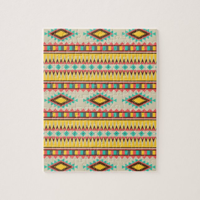 Colourful Aztec Tribal Native American Diamonds Jigsaw Puzzle (Vertical)