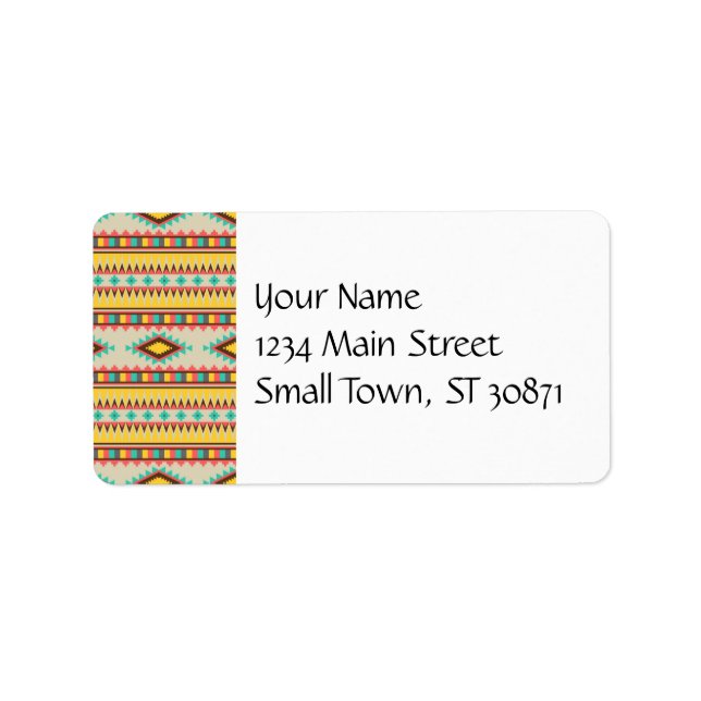Colourful Aztec Tribal Native American Diamonds Label (Front)
