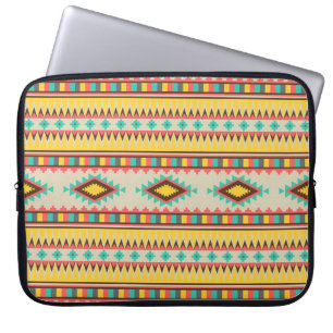 Colourful Aztec Tribal Native American Diamonds Laptop Sleeve