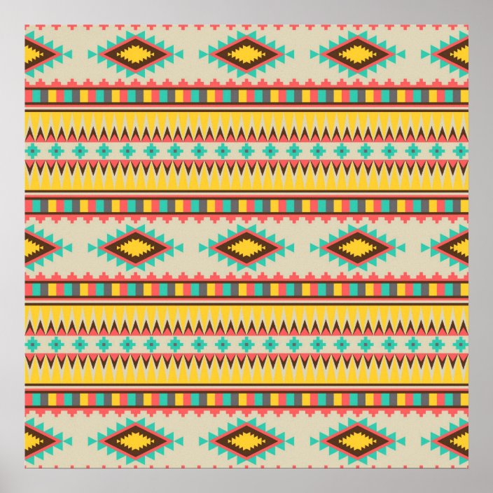 Colourful Aztec Tribal Native American Diamonds Poster | Zazzle.com.au