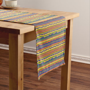 Colourful Aztec Tribal Pattern Short Table Runner