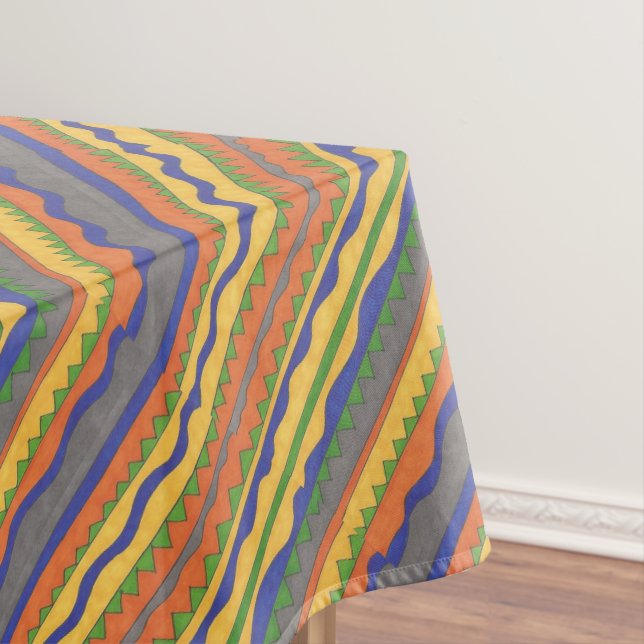 Colourful Aztec Tribal Pattern Tablecloth (In Situ)