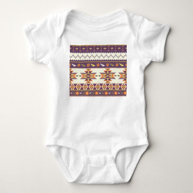 Colourful Aztec: vibrant seamless pattern. Baby Bodysuit (Front)