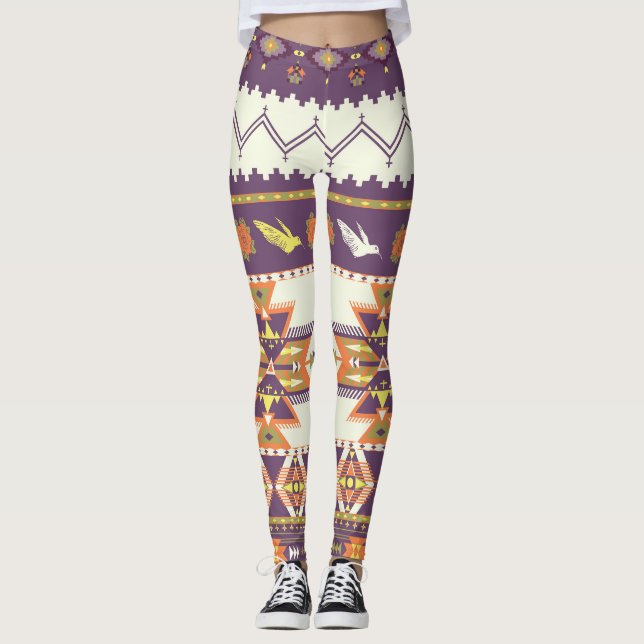 Colourful Aztec: vibrant seamless pattern. Leggings (Front)