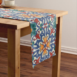 Colourful Azulejos Pattern Long Table Runner