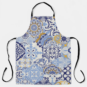 Colourful Azulejos tiles: hand-drawn pattern. Apron