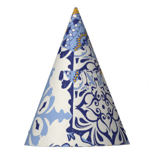 Colourful Azulejos tiles: hand-drawn pattern. Party Hat