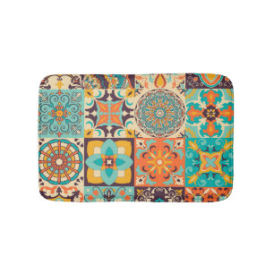 Colourful Azulejos Traditional Tiles Set Bath Mat